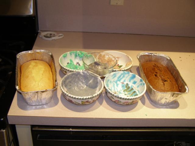 Cakes and colored frosting
