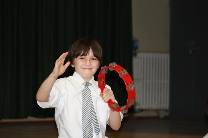 Jonathan on tambourine