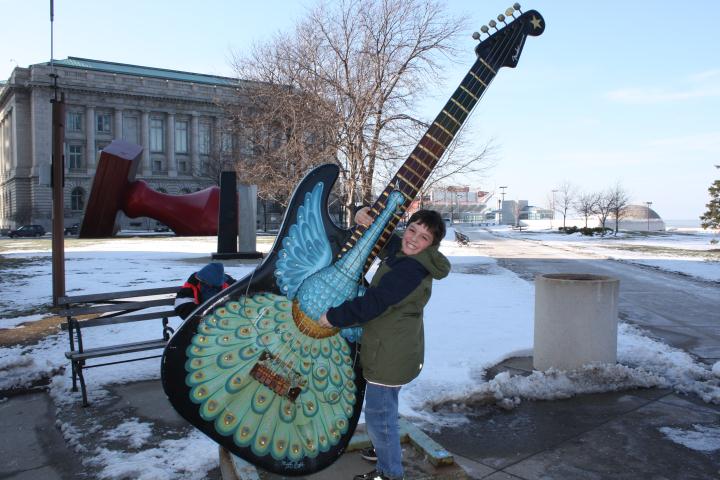 Jonathan plays big guitar