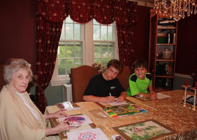 Coloring with Grandma Eileen on Tuesday