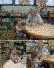 Robert and Grandma read at the library