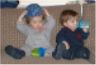 Robert with hat and Jonathan on couch
