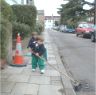Robert sweeps out front