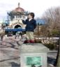 Robert makes like a statue