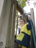 Jonathan climbs on the slide at Gedney Park
