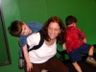 Nancy gives Robert a piggy-back