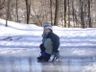 Jonathan slides on the ice