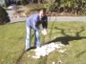 Heidi makes a snowball