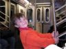 Robert holds on - the subway downtown