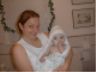 Nancy hold Jonathan after his bath