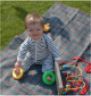 Robbie in the backyard with rings on